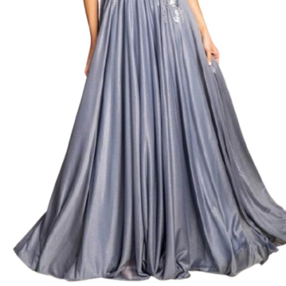 NWT GLS by Gloria GL3444 Glitter Crepe Mother of the Bride Dress Silver Size 2XL - Picture 2 of 6